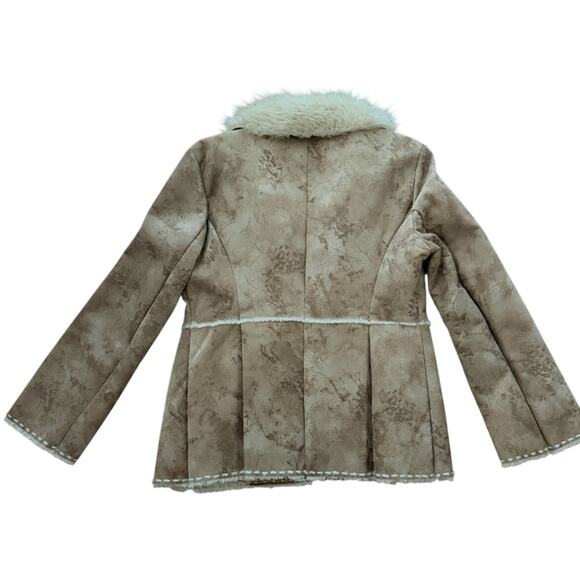 Vintage 90s Y2K Guess Brown Tan Suede Penny Lane Coat-Size Large - Picture 2 of 7